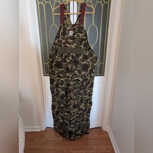 Carhartt Camouflage Overalls with Tan and Green. New. Insulated. 52x32